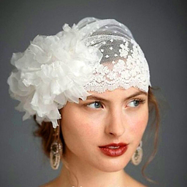 2017 Swiss Dot Tulle Veil Hat With Handmade Flower Lace Trimming Vintage Wedding Veils Bridal Veils