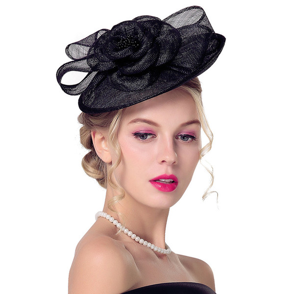 British Retro Ladies' Hats 2018 Hot Sale Bridal Hair Accessories Fiberflax Flower Headbands Wedding Party Banquet Sinamay Hats