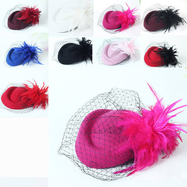 9 Colors Bridal Cage Veil Fascinator Fashion Hats Wedding Guest Hair Accessories Bridal Hats Party Dress Hats