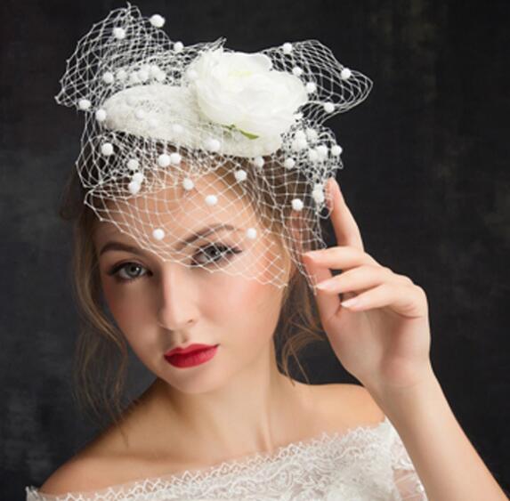 NEW Wedding party bride veil headpieces the bride hat headdress flower bud silk gauze feast stage performance Hair Acc