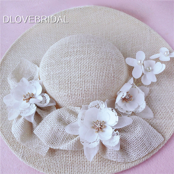 New Design Ivory Bridal Hat Delicate Floral Linen Garden Wedding Hair Accessory Bride Mother Special Occasion Party Photo Hat Free Shipping