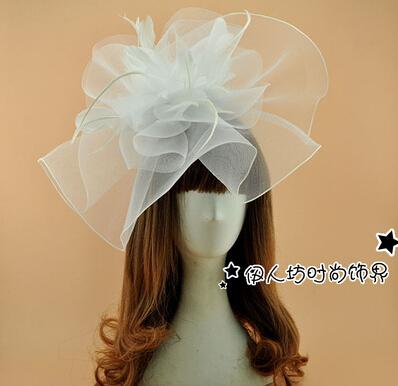 2016 Feather Bridal Hats Hair Accessories Feather Fascinator Hat Sexy Organza White Black Hand Made New Arrive Cheap Modest Sexy