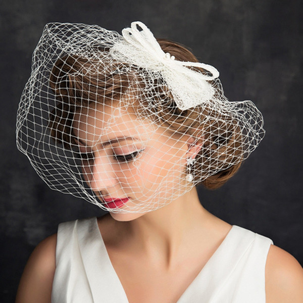 Amandabridal Bridal Hats Headpieces Ivory Party Cap Veil Bridal Accessories For Wedding Hats Tulle Women Birdcage Veil