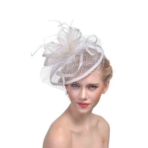 Face Veil Hats for Women Bridal Feathers Fascinators Wedding Hats 2018 Newly Linen Tulle Women Party Hair Accessories Hats