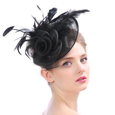 Fascinator Women Bridal Hat With Feather Western British Ostrich Hairpin Banquet Prom Party Birdcage Headpieces hipster Cheap Wedding Hats