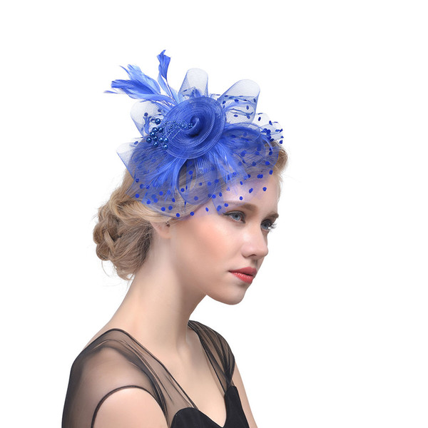 14 Colors Bridal hats Feather Fascinator Hair Bridal Birdcage Veil Hat Wedding Hats Fascinators Cheap Femin Hair Flowers For Wedding Party