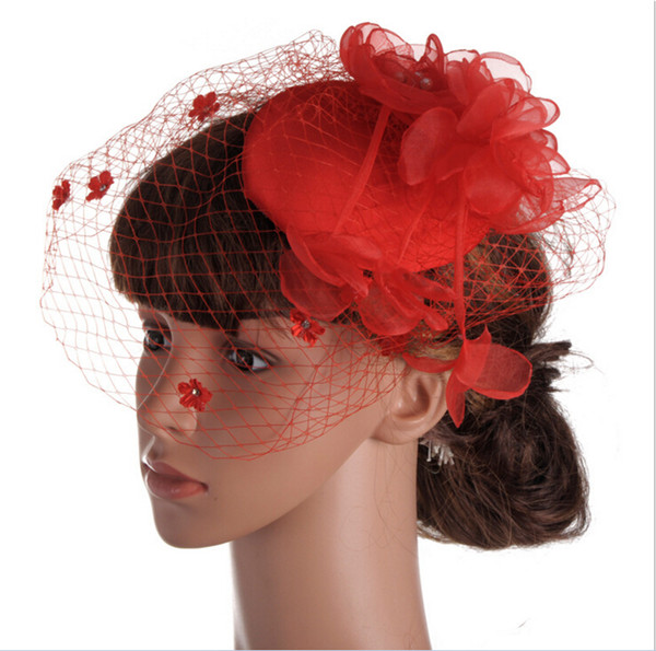 Cheap Fashion White/Black/Red Bridal Hats Fascinator Hats in SPECIAL shape with feather for Kentucky Derby/wedding/church