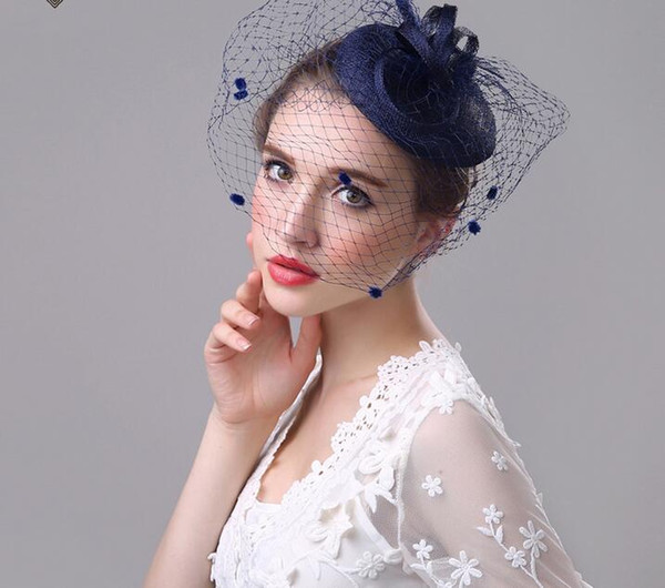 Handmade Elegant Bride's Linen Fascinator Hat Exquisite Wedding Headwear Decorate Cap Beautiful Headdress 4 Colors Can Choose