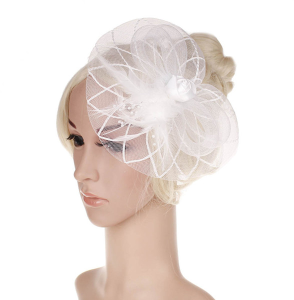 Fashion Women Wedding Hat Flower Black Bridal Party Gifts Veil Hair Bridal Hats and Fascinator 7 Colors