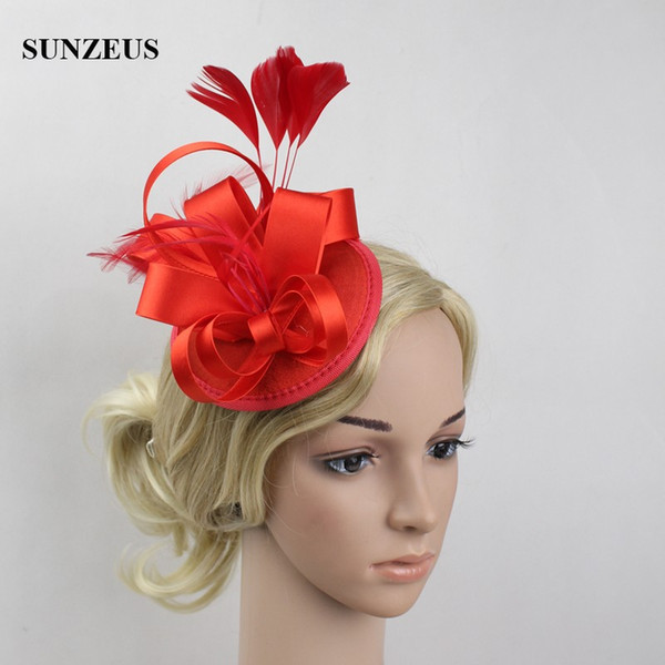 Best-selling Red Wedding Hats Hand Made Hair Accessories feather Fascinator Hats Evening Party Head Wear China Online Store Free Shipping