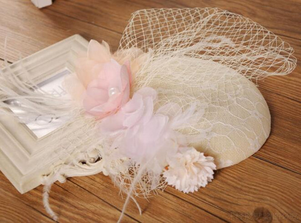 Newest Bridal Hats High Quality Small Flower Hats For Women Free Shipping Wedding Hair Accessories Feather Party Hats Wholesale