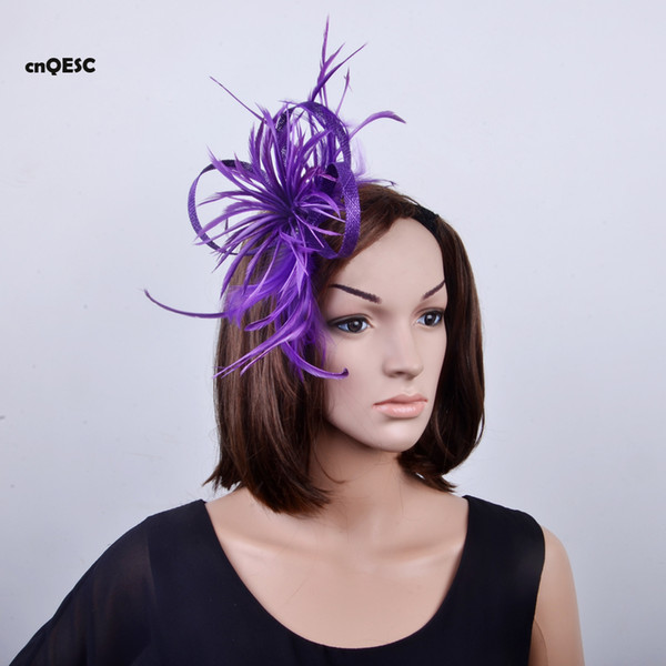 Pruple Small Feather fascinator sinamay loop for Kentucky derby wedding hat