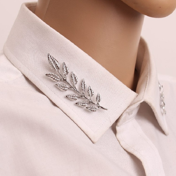 Classic Wedding Accessories Vintage Golden Tree Leaf Shirt Suit Collar Pin Collar Collar Clip Unisex Brooch