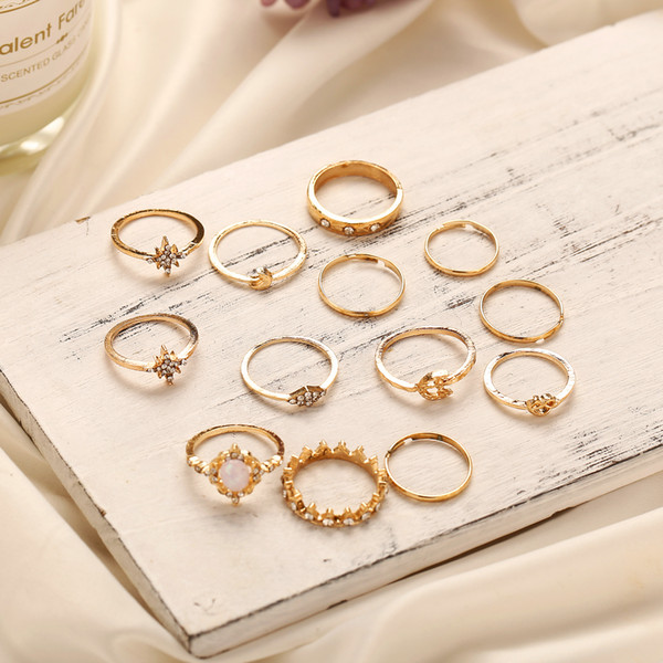 Wedding Accessories 13 pieces of retro art fishtail Domingo ring set