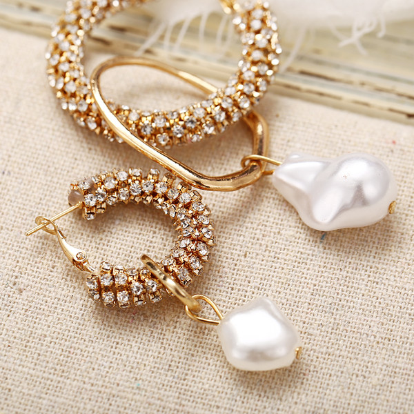 Wedding Accessories Geometric alloy artifical pearl pendant creative retro simple studded with diamond earrings Party Supplies