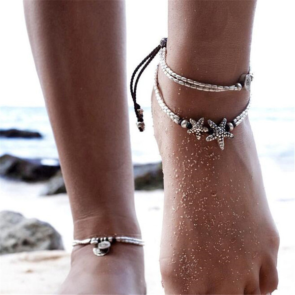 Fashion Wedding Accessories Jewelry Yoga Pendant Anklet Ethnic Style Anklet Bohemia Fashion Simple Starfish Accessories Beach Party Supplies