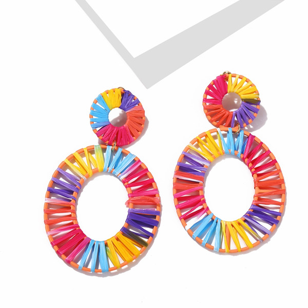 Wedding Accessories Creative geometric candy colored hand-woven earrings