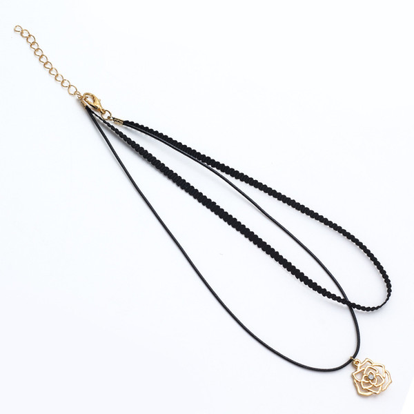 Simple Classic Wedding Party Accessories Wholesale Multi-layer Braided Flower Necklace Pendant With Alloy Pendant For Lady