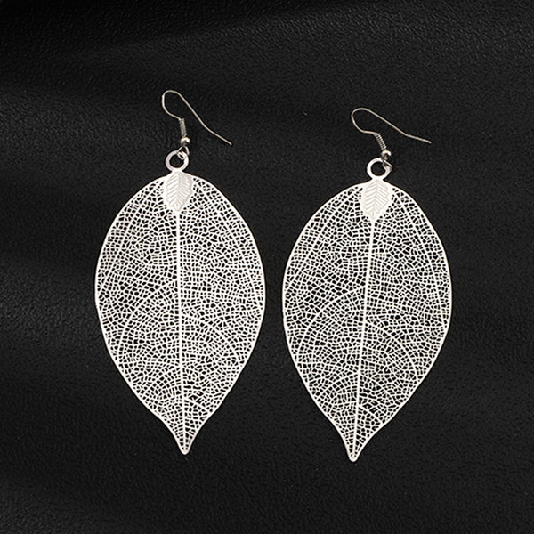 NAIZHU Wedding Accessories Accessories ins Style Alloy Leaf Earrings Vintage Leaves Pattern Accessories Jewelry Classic Earrings