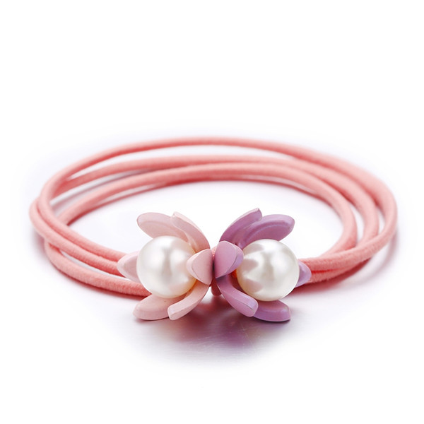 ARABELLA Pink Flower Hair Bands White Pearl Design Of Cotton Apply To Party Grand Events Casual Style