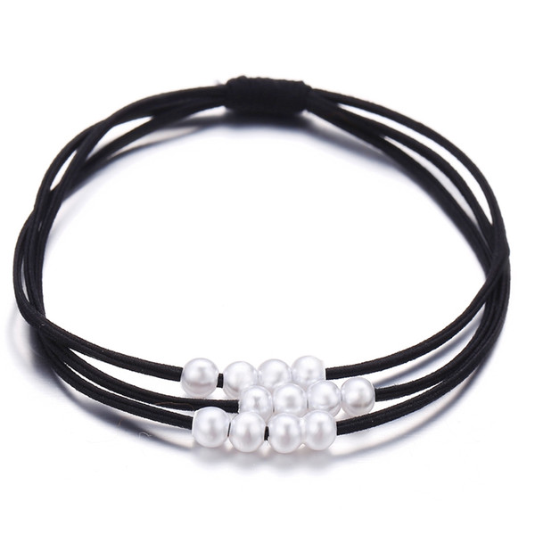 ARABELLA Black Hair Bands Pearl Design Of Cotton Party & Grand Events Casual Style