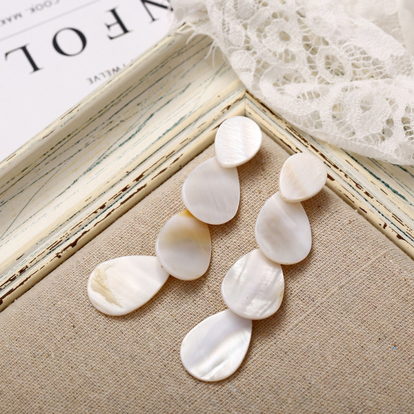 Wedding Accessories new earrings creative retro simple big brand wind beige ocean drop shell piece earrings