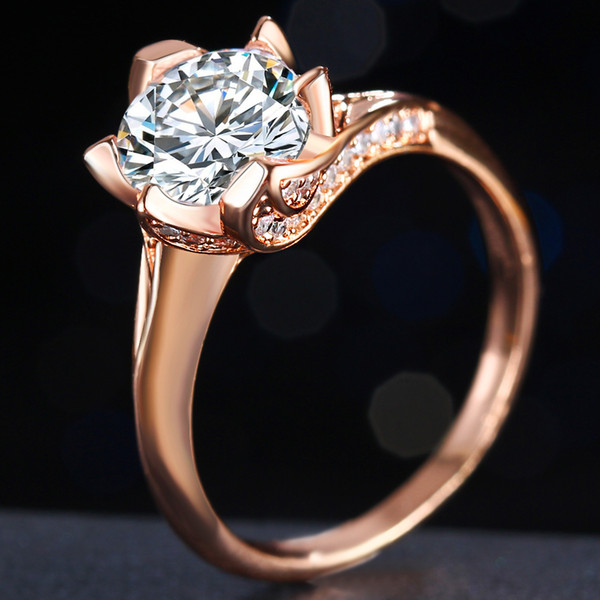 Creative simple flower inlaid diamond ring