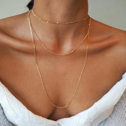 Extremely simple multi-layer three-layer necklace