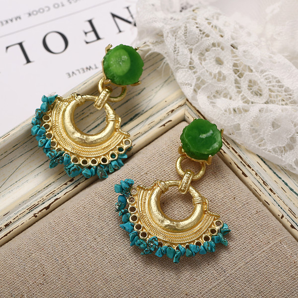 Wedding Accessories Turquoise fan earrings boho earrings