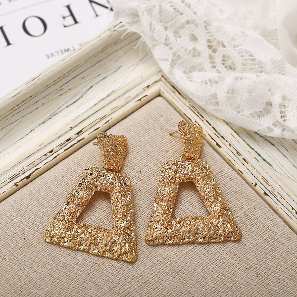 Romantic Wedding Accessories Apply Trendy Jewelry New metallic gold earrings creative exaggerated punk-style geometric trapezoidal earring