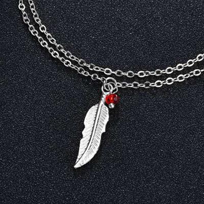 Wedding Party Popular Accessories Jewelry Bohemian Fashion Double Women's Bracelet Anklet Ornaments Vintage Feather Leaf Pendant Anklet