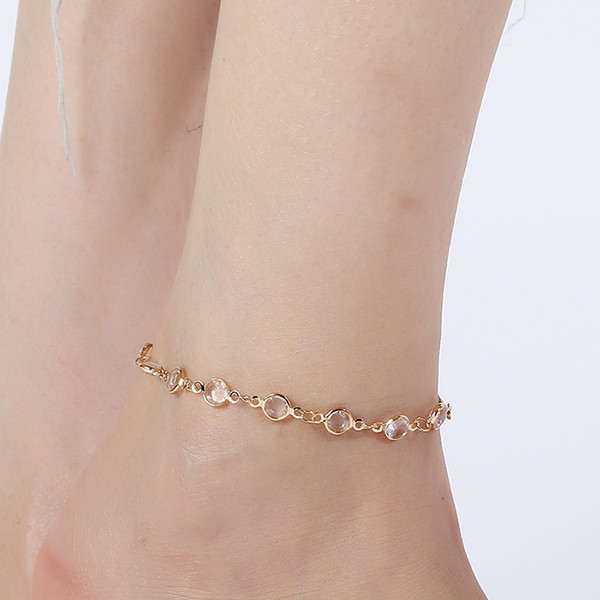 FZ0059 Summer Party New Product Wedding Accessories Jewelry Hot Summer Multi - layer Round Sequins Simple Anklet