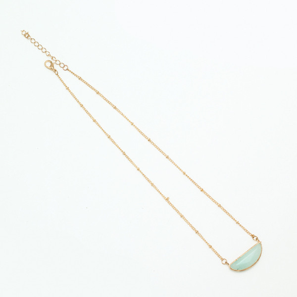 Sweet Style Wedding Accessories Jewelry Simple Geometric Long Metal Necklace Vintage Half-round Alloy Candy-colored Necklace Pendant