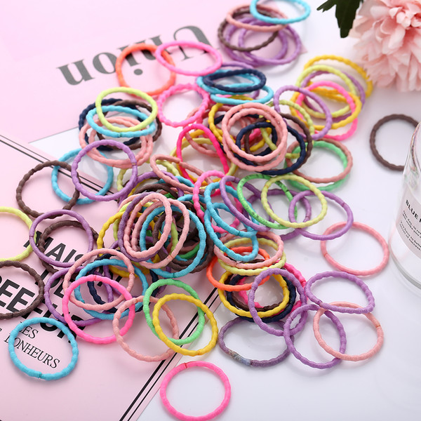 100PCS/lot Adult Simple and Versatile Basic 100- Head Rope Wedding Accessories Color High - elastic Seamless Children's Hair Ring