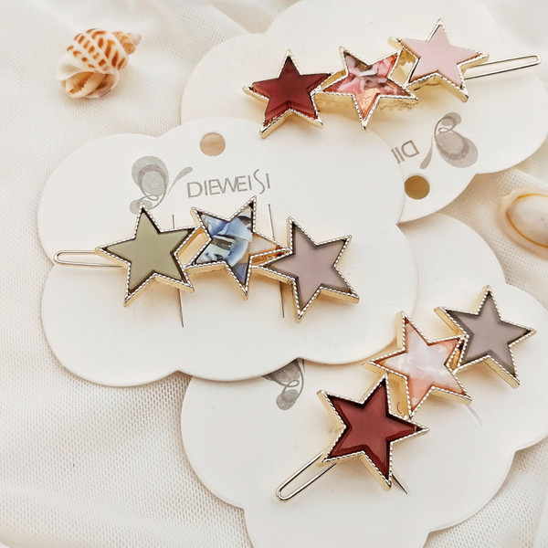 Beautiful Wedding Accessories Creative retro color five-pointed star hairpin