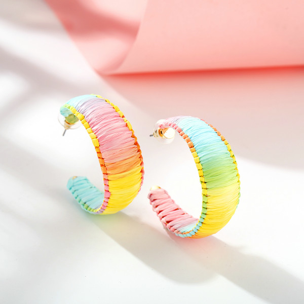 Wedding Accessories Hand-woven earrings in rainbow candy color