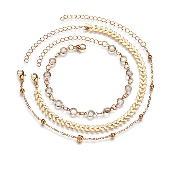 European And American Storm Sima Alloy Double Chain Anklet Copper Sequins Vintage Anklet Ethnic Style Jewelry