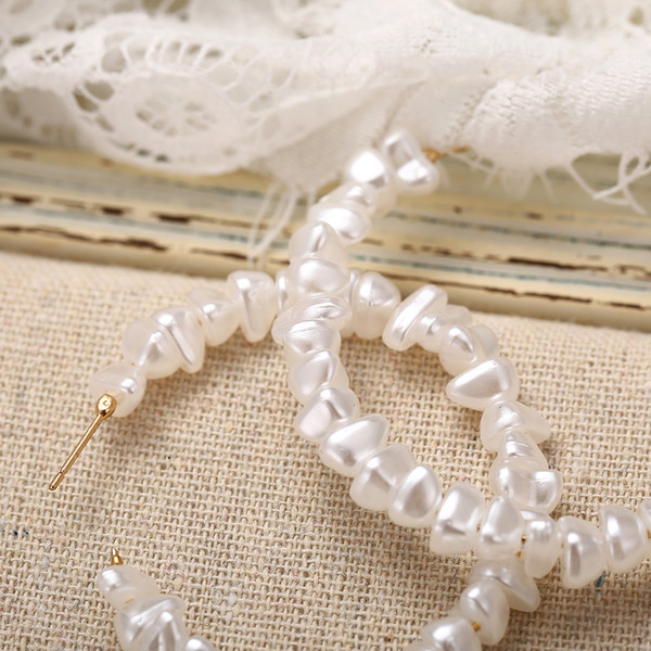 Wedding Accessories Fashion irregular artificial pearl ear ring simple big brand new C - shaped street pats beaded earrings