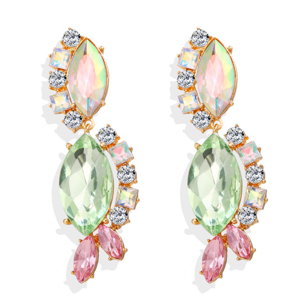 Wedding Accessories Inlaid Rhinestone Green Pink Crystal Drop Earrings Jewelry Simple Using For Wedding , Party & Events