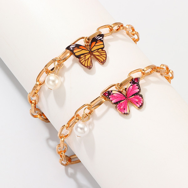 NAIZHU Fashion Butterfly Pendant Pearl Bracelet Wedding Accessories Fashion Simplicity Freedom Trend Elegant And Generous Design