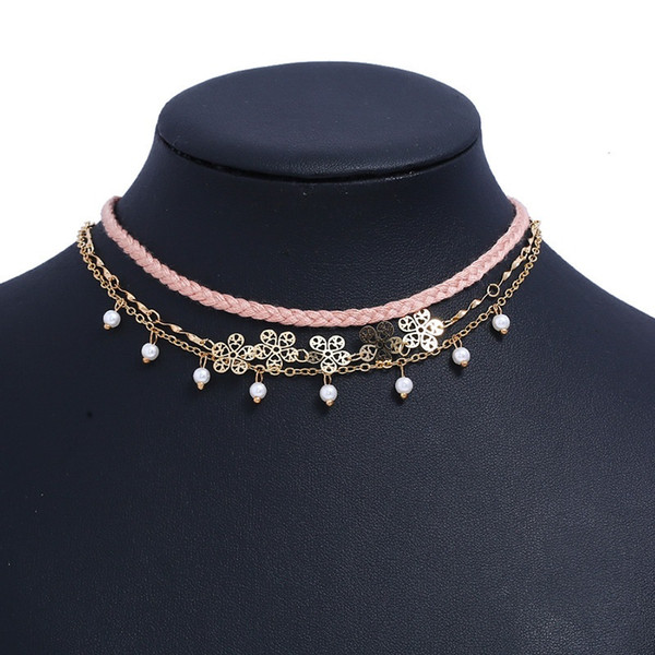 Fashion Wedding Accessories Jewelry Necklace Chain Simple Tidal Fan Flower Pendant Collar Ornaments Cute Beautiful Necklaces