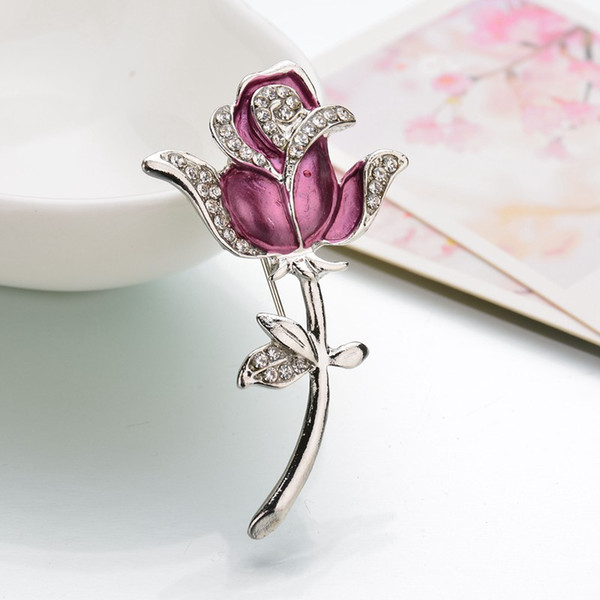 Korean Brooch Jewelry Version Of The Rose Crystal Brooch Temperament Lady Coat Jewelry Wedding Bridal Boutonniere