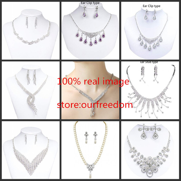 New Maxi Cheap Bridal Jewelry Charming Alloy Plated Rhinestones Crystal Jewelry Set for Wedding Bride Bridesmaid Prom Party 