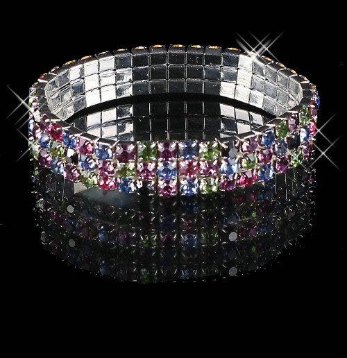 15012 Best Hot Selling Elastic1 Row Multi-stone Rhinestone Crystal Bangle Bridal Bracelets Party Jewelry wedding cuffs