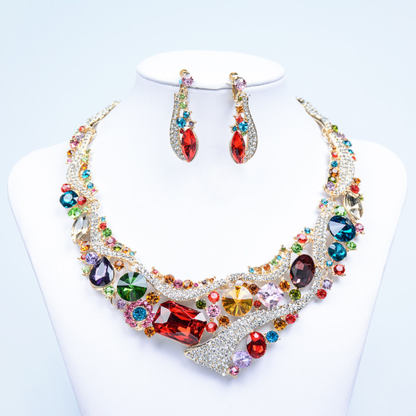 15063 Wedding Bridal Accessories Jewelry Necklace and Earring Set Party Jewelry for Wedding Party Bride