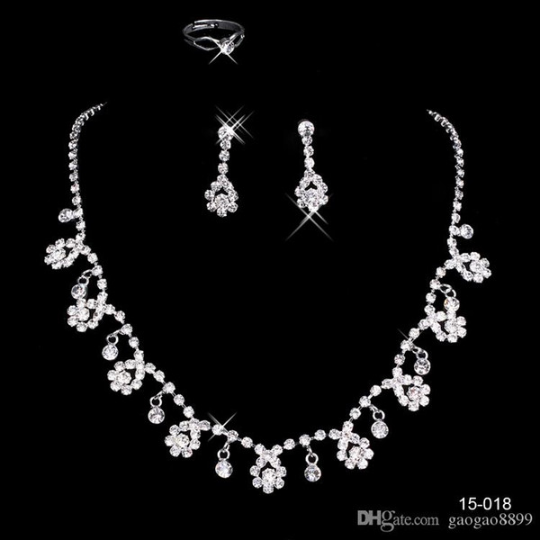 Cheap In Stock many style Wedding Jewelry Sets Silver Plated Necklace Earrings Sets Rhinestone Wedding Accessories sparkly