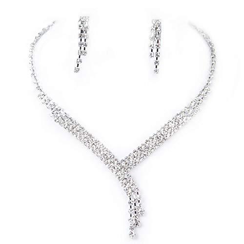 Clearbridal Rhinestones Necklace Earrings Jewelry Sets Bridal Party 15023