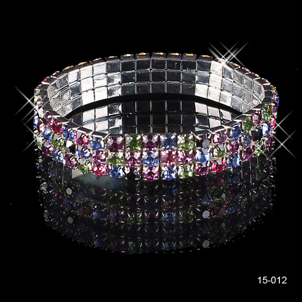 new multi cheap cuffs Beautiful 3 Row Multi-stone Crystal Bangle bridal bracelets Wedding Bracelets Bridal Jewelry