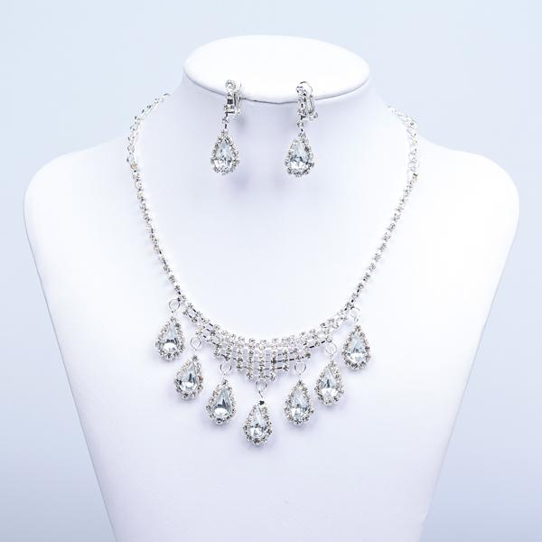 15003A Fashion Cheap In Stock Elegant Wedding Bridal Prom Rhinestone Pearlsl Jewelry Necklace Earring Set Hot Sale