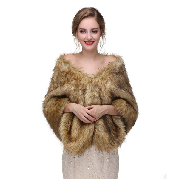 CMS11 Women's Charming Soft Stole fur Stole Fur Shawl Cape, wedding faux fur wrap Evening Scarves Shawls Women Jacket Prom Evening Party